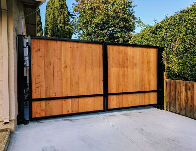 Wood and Metal Double Swing Gate
